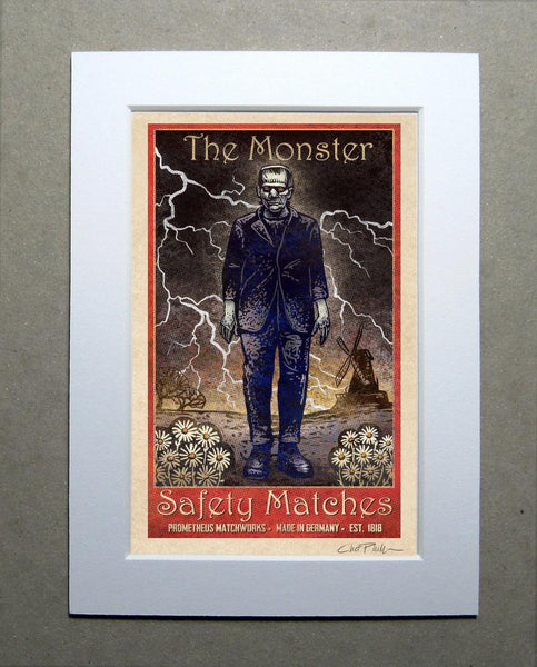 The Monster Brand 5" x 7" matted Matchbox print