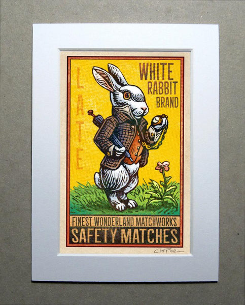 White Rabbit Brand 5" x 7" matted Matchbox print