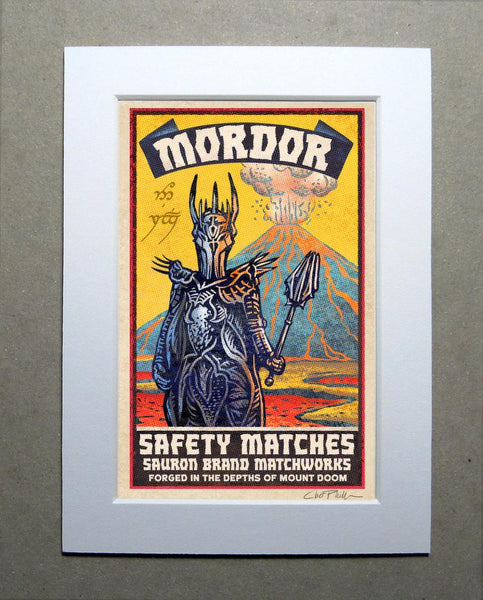 Mordor Brand 5" x 7" matted Matchbox print