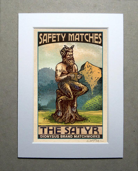 Satyr Brand 5" x 7" matted Matchbox print