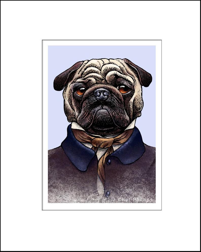 Edgar Allan Pug Literary Pet Print