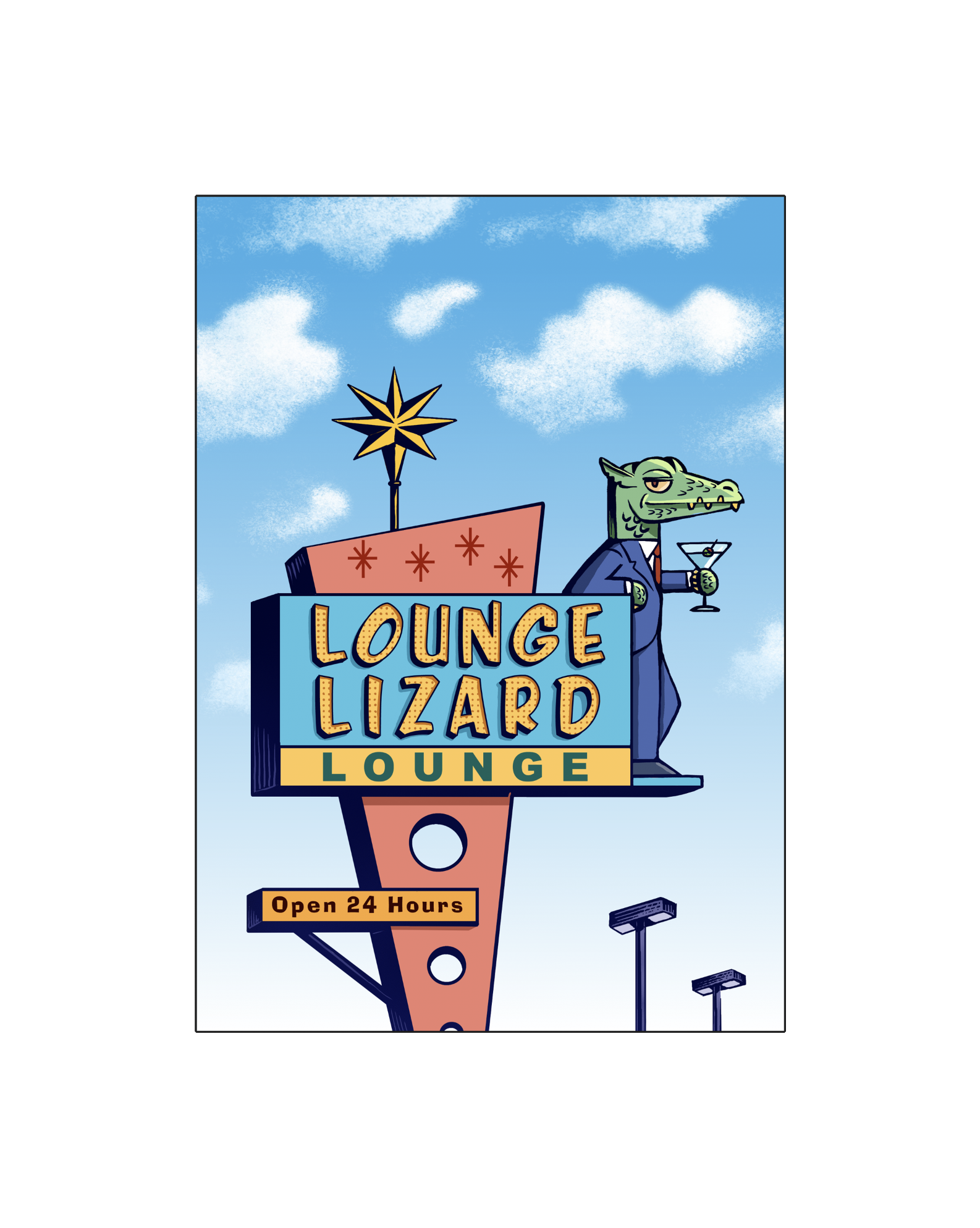 Lounge Lizard Sign- 8" x 10" print